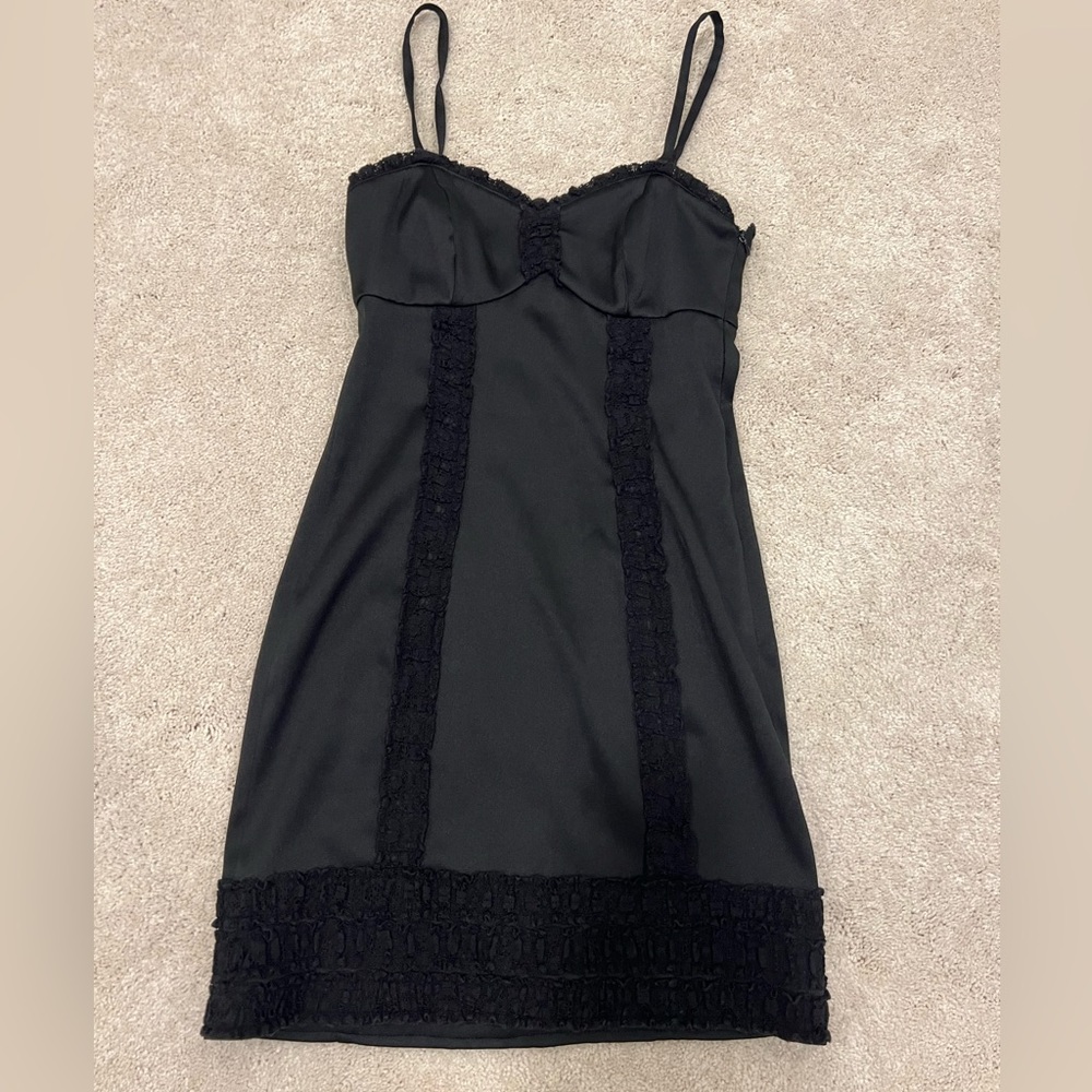 Kensie Satin Finish Mini Dress in Black, Size 4